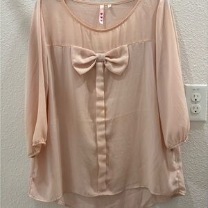 JCPenney Light Pink Bow Blouse